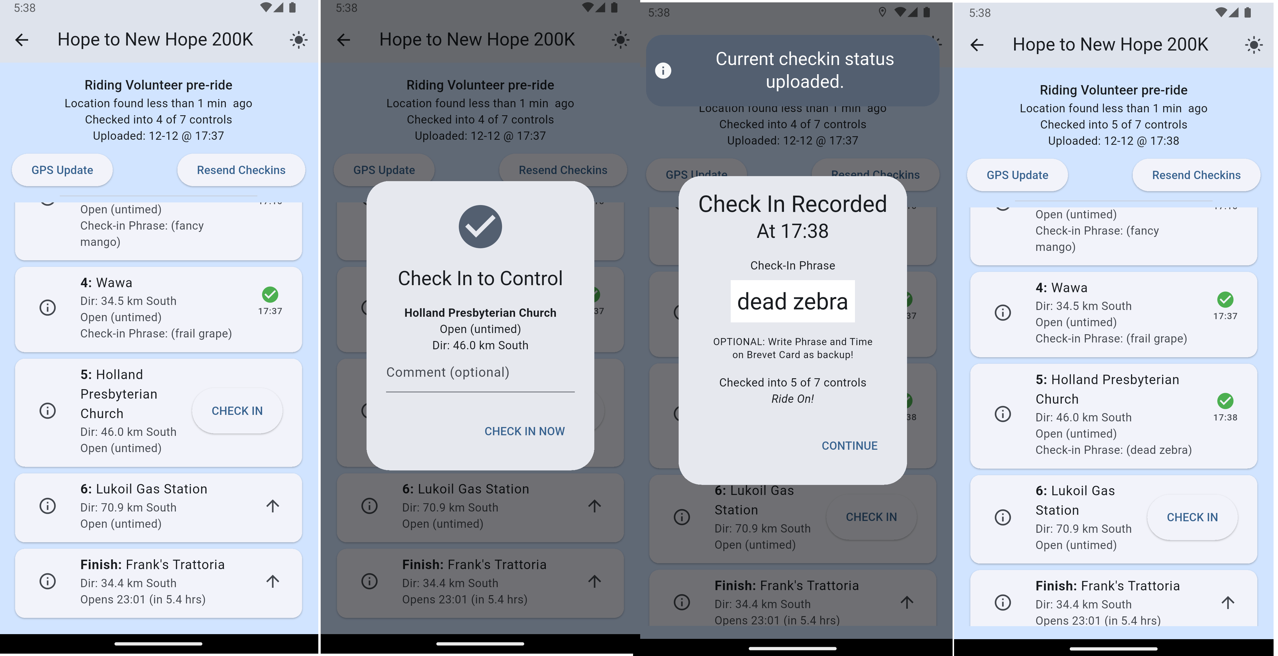 eBrevet Screen Shots